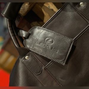 Vintage Lexus leather duffle coach dark brown weekender